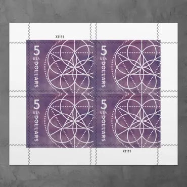 NOT Forever Stamp-First Class Stamps 2022 Floral Geometry – Art Collection, $5 Postage