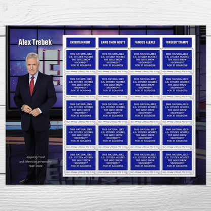 Forever Stamps 2024 Alex Trebek – Jeopardy! Host, Commemorative Issue, First-Class Postage
