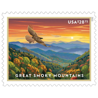 NOT Forever Stamp-2022 $28.75 Great Smoky Mountains Scenic Landscape, Priority Mail Express Rate