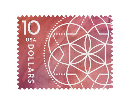 NOT Forever Stamp-$10 Stamps 2023 Floral Geometry – Art Collection, High Value Postage
