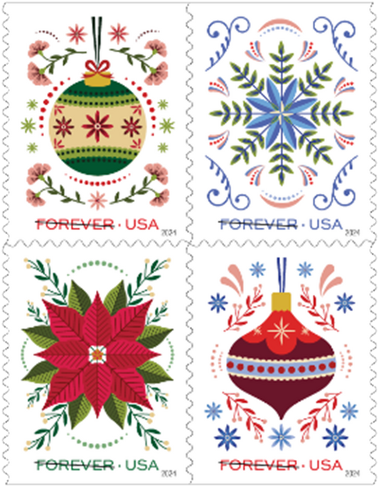 Forever Stamps 2024 Christmas Ornaments & Holiday Florals – Holiday Celebration, First-Class Postage $19.99 – $699.99