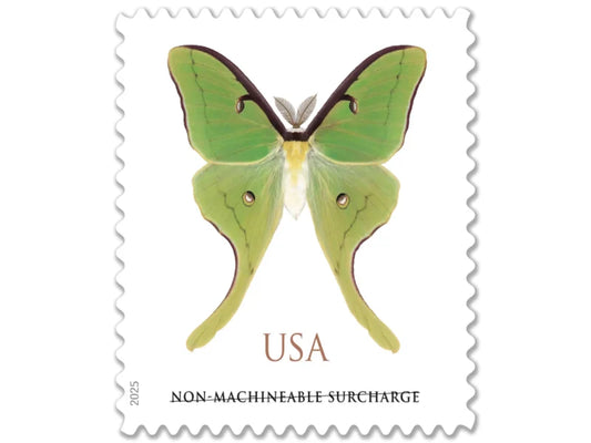 NOT Forever Stamp-Non-Machinable Surcharge $1.27 Stamps 2025 Luna Moth – Nature Series, First-Class Rate